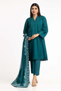 UAE -Dobby Dyed Shirt And Trouser With Embroidered Dupatta WGK-DBS-DE-2187