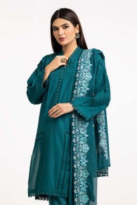 UAE -Dobby Dyed Shirt And Trouser With Embroidered Dupatta WGK-DBS-DE-2187