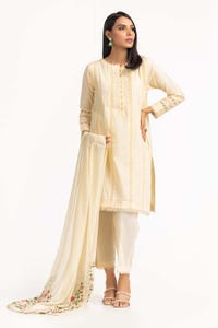 UAE -Dobby Dyed Shirt And Trouser With Embroidered Dupatta WGK-DBS-DE-2189