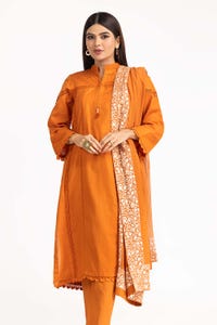 UAE -Dobby Dyed Shirt And Trouser With Embroidered Dupatta WGK-DBS-DE-2190