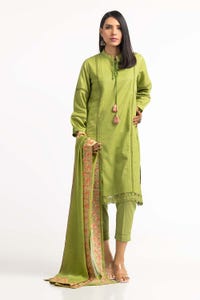 UAE -Dobby Dyed Shirt And Trouser With Embroidered Dupatta WGK-DBS-DE-2191