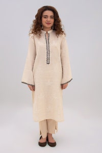 UAE -Baahira Collection Dyed Embroidered Shirt WGK-DBW-DE-2437