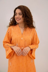 UAE -Baahira Collection Dyed Embroidered Shirt WGK-DBW-DE-2438