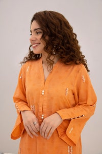 UAE -Baahira Collection Dyed Embroidered Shirt WGK-DBW-DE-2438