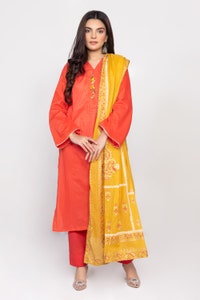 UAE -The Loom Shirt And Trouser With Block Print Dupatta WGK-DBW-SP-2009
