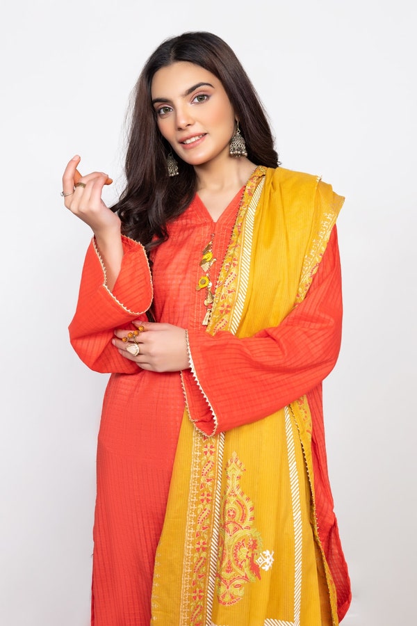 UAE -The Loom Shirt And Trouser With Block Print Dupatta WGK-DBW-SP-2009