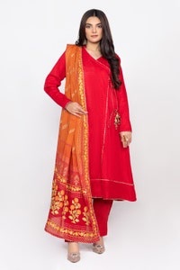 UAE -The Loom Shirt And Trouser With Block Print Dupatta WGK-DBW-SP-2014
