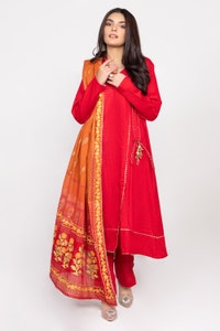 UAE -The Loom Shirt And Trouser With Block Print Dupatta WGK-DBW-SP-2014