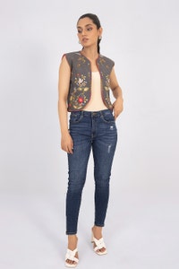 UAE -Denim Dyed Embroidered Waistcoat WGK-DNW-DE-1695