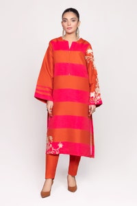 UAE -Needle Craft Raw Silk Printed Embroidered Shirt WGK-RSS-PE-2090