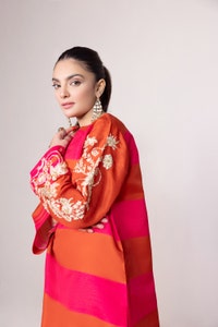 UAE -Needle Craft Raw Silk Printed Embroidered Shirt WGK-RSS-PE-2090