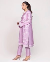 UAE -Tehwaar Raw Silk Block Print Shirt And Trouser WGK-RSS-SP-2223