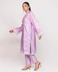 UAE -Tehwaar Raw Silk Block Print Shirt And Trouser WGK-RSS-SP-2223