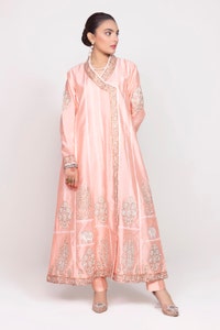 UAE -Tehwaar Raw Silk Block Printed Shirt And Trouser WGK-RSS-SP-2224