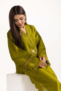 UAE -Tehwaar Raw Silk Dyed Embroidered Shirt And Trouser WGK-RSW-DE-2020
