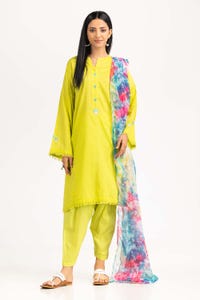 UAE -Har Roz Yarn Dyed Embroidered Shirt And Trouser with Printed Dupatta WGK-YDS-PE-2237