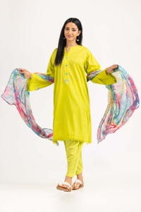 UAE -Har Roz Yarn Dyed Embroidered Shirt And Trouser with Printed Dupatta WGK-YDS-PE-2237