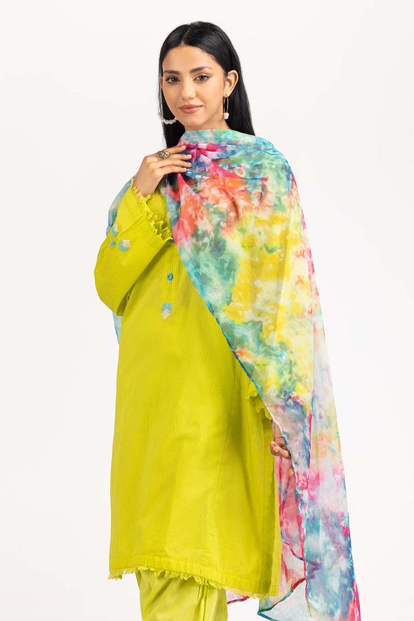 UAE -Har Roz Yarn Dyed Embroidered Shirt And Trouser with Printed Dupatta WGK-YDS-PE-2237