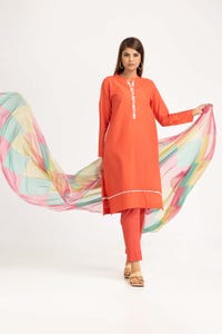 UAE -Har Roz Yarn Dyed Embroidered Shirt And Trouser with Printed Dupatta WGK-YDS-PE-2238