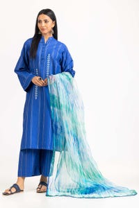 UAE -Har Roz Yarn Dyed Embroidered Shirt And Trouser with Printed Dupatta WGK-YDS-PE-2240