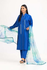 UAE -Har Roz Yarn Dyed Embroidered Shirt And Trouser with Printed Dupatta WGK-YDS-PE-2240