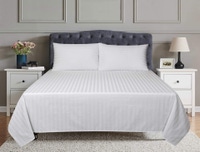 UAE -White Stripe Satin T-250 Bed Sheet Set 22B