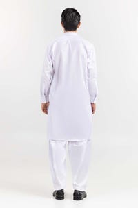 UAE -White Basic Chairman Latha Shalwar Kameez Suit SK-P22-019