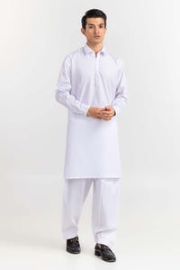 UAE -White Basic Chairman Latha Shalwar Kameez Suit SK-P22-019