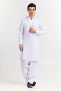 UAE -White Basic Chairman Latha Shalwar Kameez Suit SK-P22-019