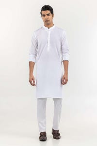 UAE -White Basic Kurta KR-EMB22-006