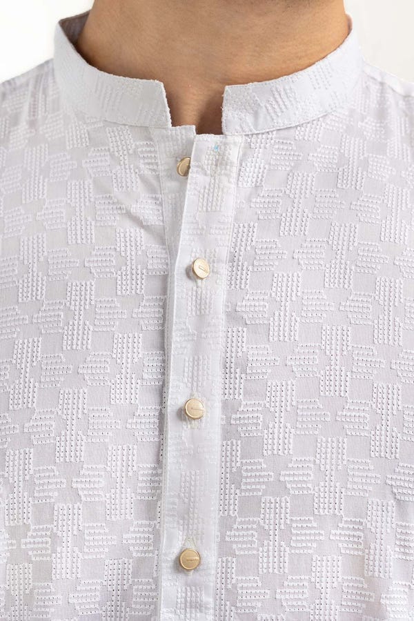 UAE -White Basic Kurta KR-PLN22-053