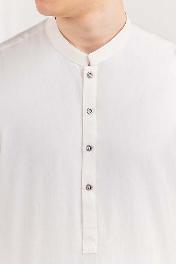 UAE -White Basic Kurta KR-PLN22-091