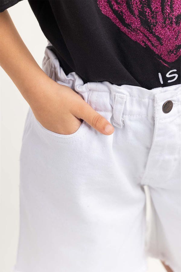 UAE -White Basic Toddler Girls Non-Denim Shorts TGNB-2210042-D