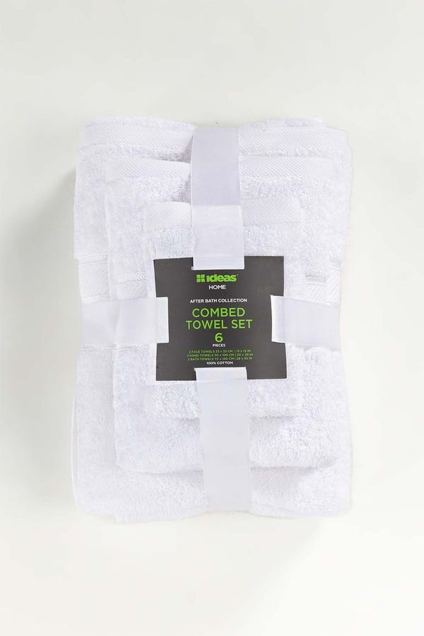 UAE -White Combed 6 Pcs Towel Set