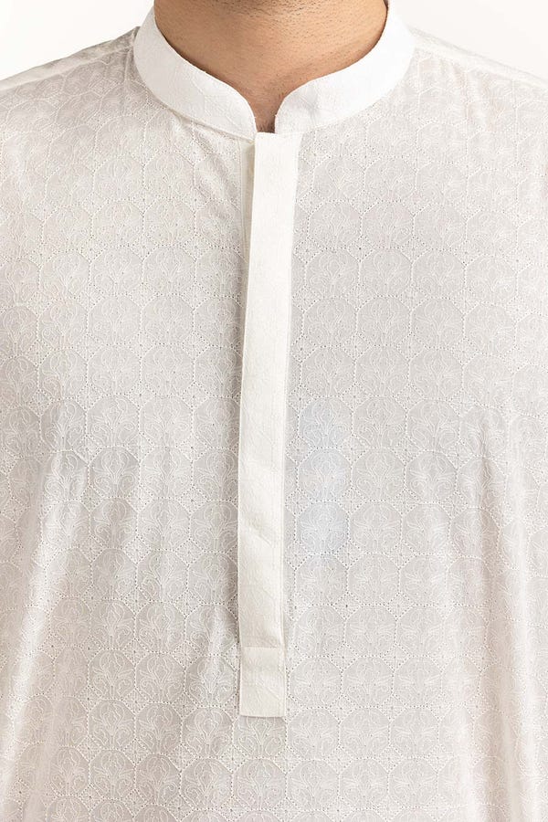UAE -White Embroidered Kurta KR-EMB23-018