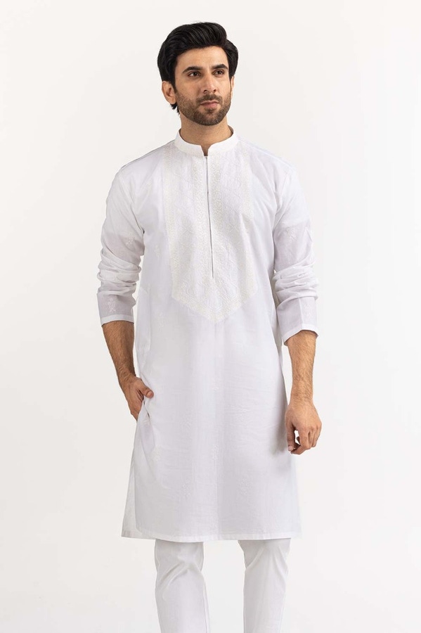 UAE -White Embroidered Kurta KR-EMB23-025
