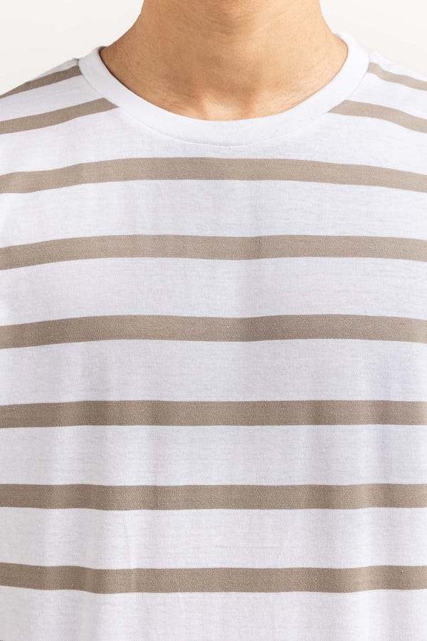 UAE -White Khaki Basic Tee TS-CNSJ23-063