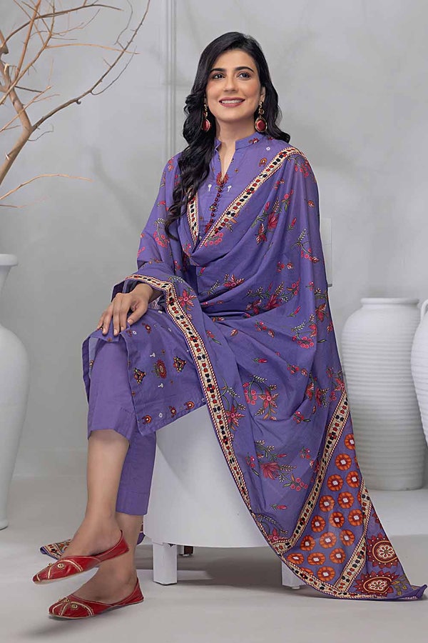 UAE -3PC Printed Lawn Unstitched Suit CL-32560