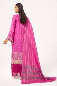 UAE -3 Piece Unstitched Lacquer Printed Stripe Karandi Suit with Yarn Dyed Dupatta YD-42001