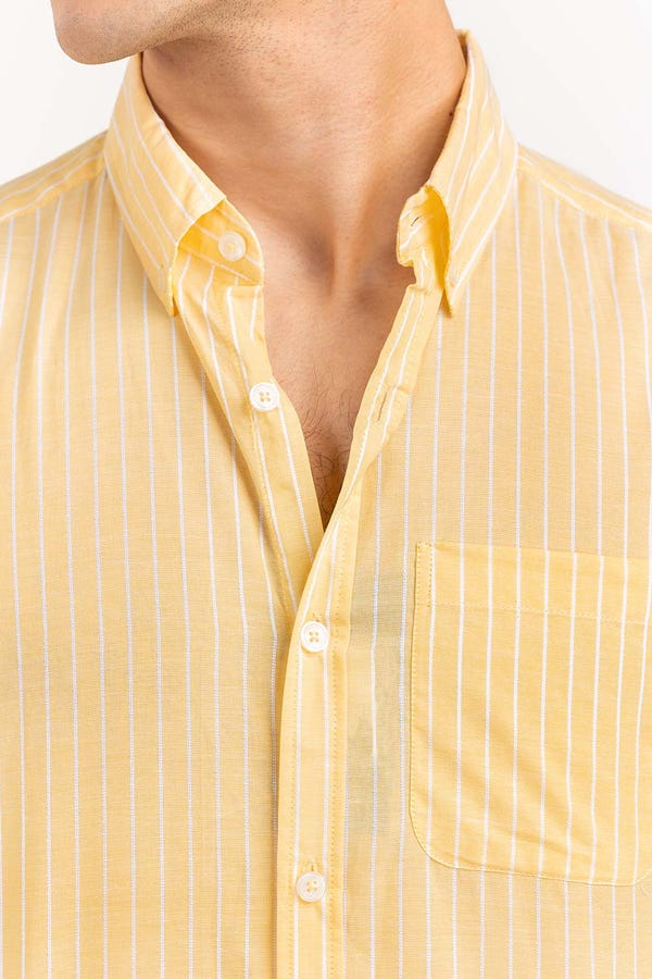 UAE -Yellow White Yarn Dyed Casual Shirt CS-YD22-015
