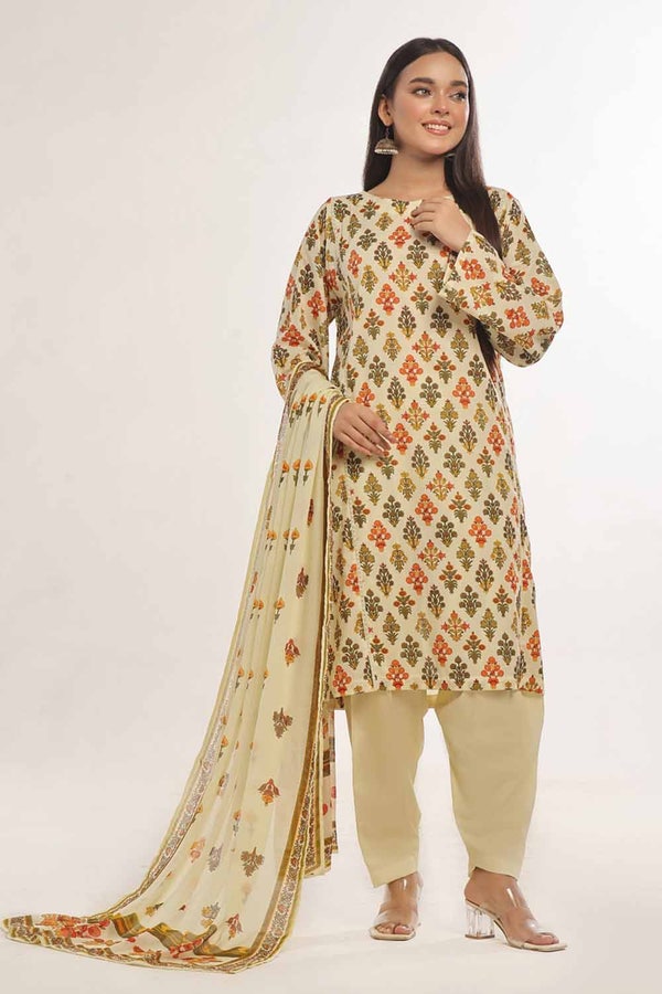 UAE -3 Piece Unstitched Printed Lawn Suit CLP-42142